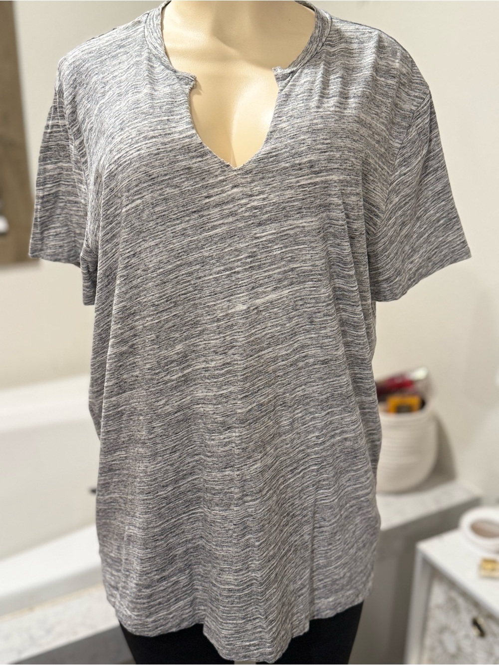 Victoria’s Secret PINK Marled Split-Neck Tee – Large